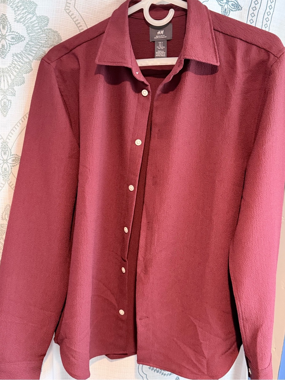H&M Men's Deep Wine Button-Down Shirt